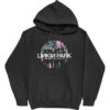 Black Graphic Print Pullover Hoodie with Kangaroo Pocket