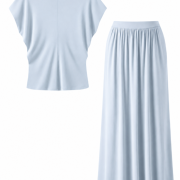 Light Blue Dolman Sleeve Top and Maxi Skirt Set
