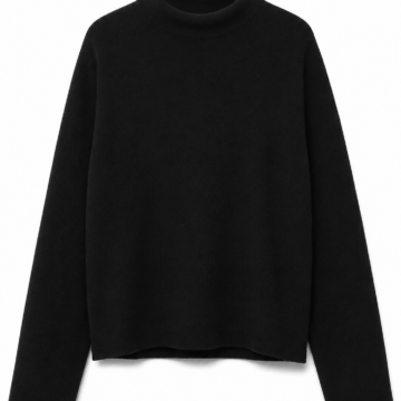 Black Mock Neck Long Sleeve Knit Top