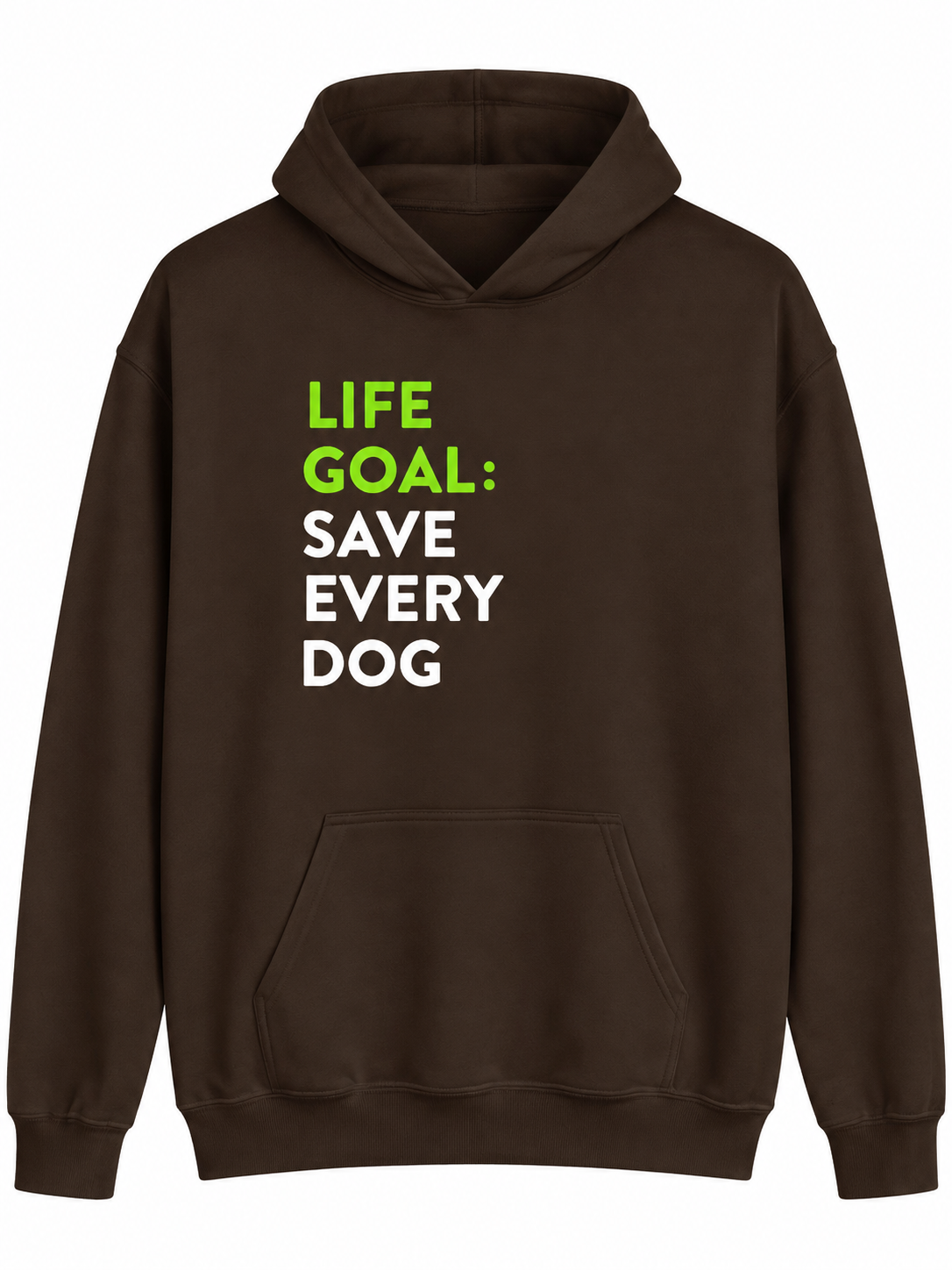 Dark Brown Pullover Hoodie with Graphic Text Print