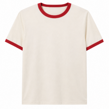 Off-White Ringer T-Shirt with Red Trim