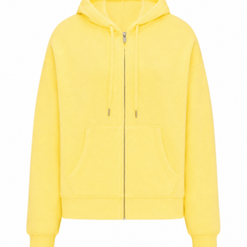 Bright Yellow Zip-Up Hoodie with Kangaroo Pockets