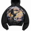 Black Graphic Print Oversized Pullover Hoodie