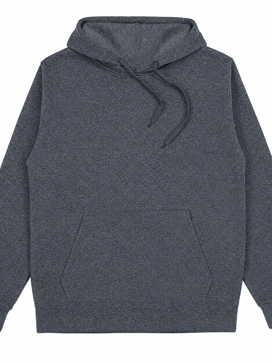 Heathered Dark Grey Pullover Hoodie with Marled Knit